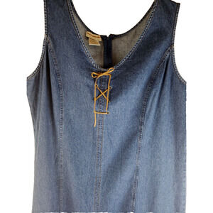 Vintage Expressions Blue Denim Maxi Sleeveless Shift Dress Womens Size 1XL 1X
